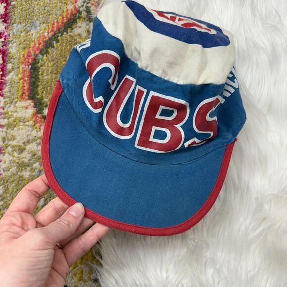 Vintage 80s MLB Chicago Cubs Baseball Hat Cap One Size OS Blue Red White - Picture 7 of 11